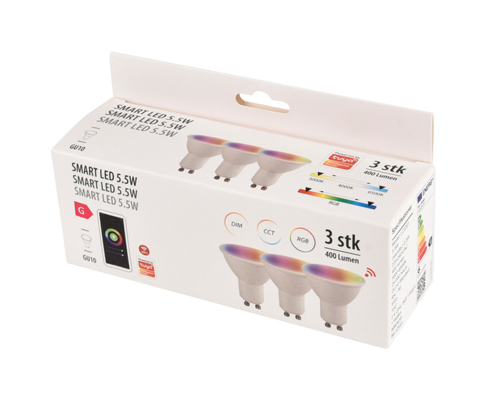 SMART spotpære RGBW GU10 5,5 W - 3-pk.